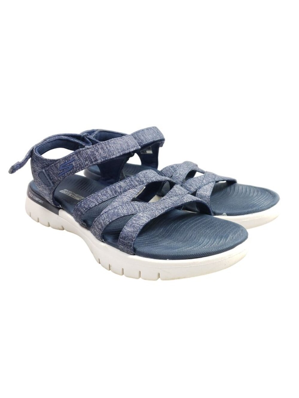 Skechers Flex Comfort Womens Size 8 Navy Blue Sandals Open Toe